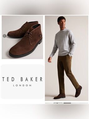 NEW $245 Ted Baker Men 7 Brown Suede Chukka Lace Up Ankle Oxfords Boots Shoes